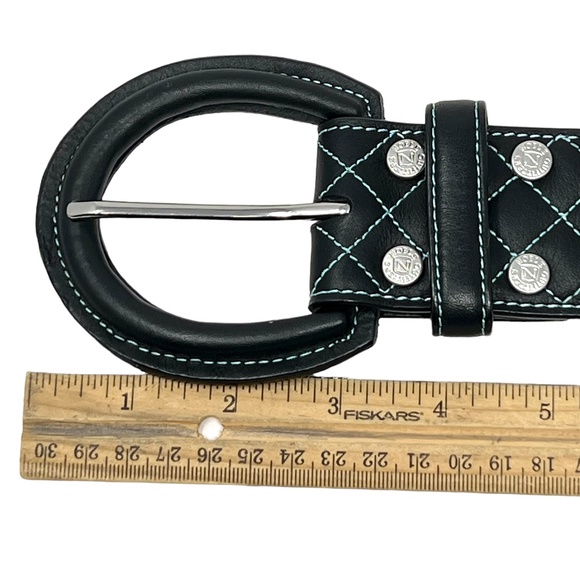Noble Outfitters Equestrian Classic Quilted Belt Black w/Blue Stitching  sz XL main image 14